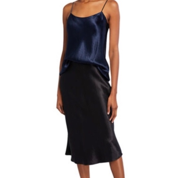Rachel Zoe Dresses & Skirts - Black Satin Midi Skirt